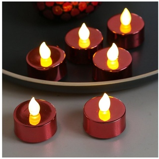 MARELIDA LED-Kerze LED Teelichter flackernd flammenlos mit Batterien D: 3,8cm rot 6St. (6-tlg) rot
