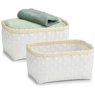 Hti-Living Aufbewahrungskorb geflochten 2er-Set 27 x 18 x 14 cm weiß