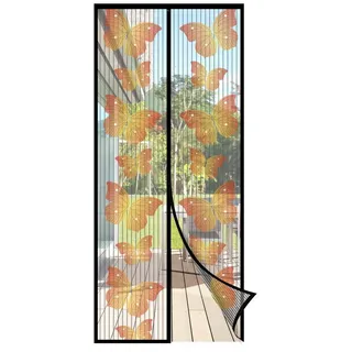 Sekey Insektenschutz-Tür Fliegengitter für Balkontür mit Schmetterlingsmotiv Magnetisch, 90 x 210 cm,Insektenschutz für Balkon, Mückenschutz für Türvorhang