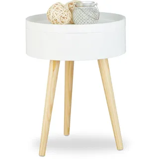 Relaxdays Beistelltisch Rund Weiß Holz 50 x 38 x 38 cm