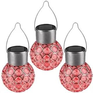 Youning Solarlampen für Außen Hängend Garten Solar Laterne LED Lampe Wasserdicht Kristallkugel Solarleuchten zum Aufhängen Solarlaterne für Balkon,Patio,Terrasse, Party (3PCS Bunte Licht)