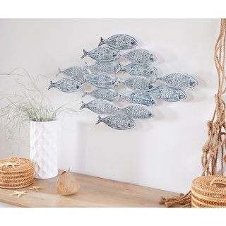 Home affaire Wanddekoobjekt Fische, Wanddeko aus Metall, Shabby Look blau|weiß
