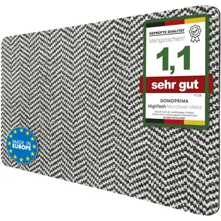 DOMOPRIMA® Fußmatte 80x50 cm Anthrazit-Hellgrau, Fischgrät – Waschbare Schmutzfangmatte aus Mikrofaser, rutschfest und extra saugstark, 7 mm flach, Türmatte für Eingang, Flur, Küche, Bad und Haustier
