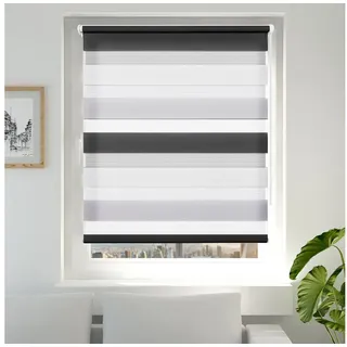 Doppelrollo Fensterrollos Ohne Bohren, Vkele, 130cm/160cm, klemmfix,klemmträger, Sonnenschutz, Lichtdurchlässig und Verdunkelnd. grau 30 cm x 130 cm