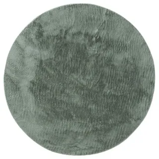 benuta Basic Kunstfaser Fellteppich Furry - Grün Rund 120 cm - Weicher Wohnzimmerteppich - Anti-Rutsch-Rückseite - Waschbar - Für Fußbodenheizung geeignet