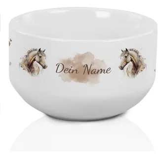 GRAZDesign Müslischale Pferd personalisiert Kinder & Erwachsene, Schüssel für Frühstück, Müsli, Suppe, Kindergeschirr mit Namen, Keramik