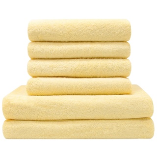 ZOLLNER Handtuch Set, Walkfrottier, (6-tlg), 100% Baumwolle, vom Hotelwäschespezialisten gelb