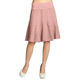Caspar Damen Midi Sommer Leinenrock Knielang Sommerrock mit Stretch Bund - RO014, Farbe:rosa, Mode Größe:XS-S - XS-S