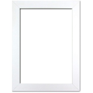 Holzwerkstoff Bilderrahmen Carla 70 x 90 cm mit weißer Rückwand 90x70 cm, hier Weiß matt mit Kunststoffglas Antireflex 1mm