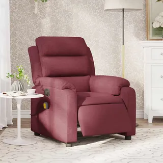 vidaXL Massagesessel Weinrot Polyester 92,5 x 100 x 0 cm Rot mit Fernbedienung