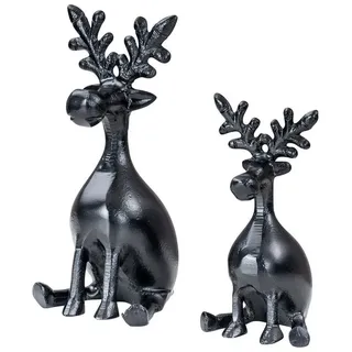 Levandeo® Dekoobjekt, 2er Set Rentiere Metall Schwarz Hirsche Deko Tischdeko Weihnachtsdeko
