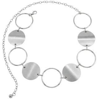 KARMA Hüftgürtel Damen Silber oder Gold verstellbar 91 cm Gürtel (1-St., Modegürtel Taille Hüfte Festival Kettengürtel) modern Metallgürtel für Kleid Rock Boho Accessoire silberfarben