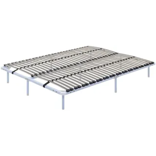i-flair Lattenrost Metallbett Ortho 140x200 cm Weiß – Gästebett/Futonbett mit Füßen & Stauraum, Stabiler Lattenrahmen für alle Betten & Matratzen geeignet, 28 cm hoch