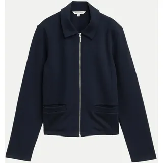 Tom Tailor Damen Regular Fit Jacke mit Reißverschluss, blau, Uni, Gr. S
