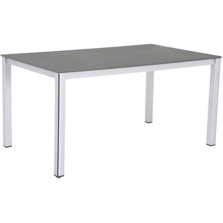 MWH Gartentisch Loft-Tisch Elements, 160 x 90 x 74 cm, Aluminium, Hochwertiger Gartentisch mit Aluminum-Gestell und Creatop-Tischplatte grau