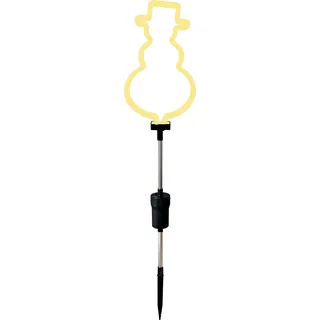 Bonetti Winterliche Neon-Gartenstecker Silhouette, 70cm, batteriebetrieben, optionaler Timer, Weihnachtsdeko für den Garten, Balkon, Blumenkübel, Terrasse, Eingangsbereich (1x Schneemann, warmweiß)