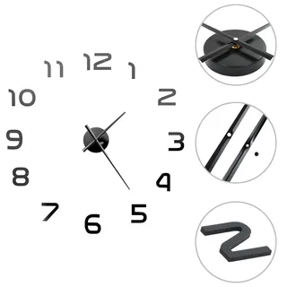 vidaXL 3D-Wanduhr 100,0 cm NA schwarz