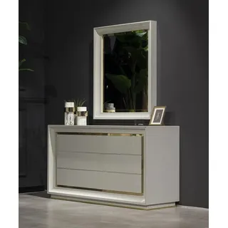 Xlmoebel Kommode Weißes Sideboard mit Spiegel und Schubladen im modernen Design (Kommode mit Spiegel, 1 St., Kommode + Spiegel), Hergestellt in Europa weiß