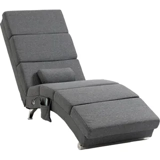 HOMCOM Relaxliege mit Massagefunktion elektrischer Loungesessel Massagesessel mit hoher Rückenlehne, Fernbedienung, Klappbar Fernsehsessel mit 5 Modi - Grau