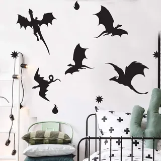 Drachen Silhouette Wandtattoo Dinosaurier Wald Thema Kinderzimmer Dekoration Drachen Vogel Vinyltapete Beweglichen Tier Wandbild