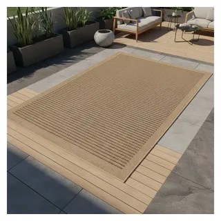 KADIMA DESIGN Outdoorteppich KASBERG Wetterfest UV-Beständig Balkon Waschbar Vintage Robust, Rechteckig, Höhe: 3 mm, Schwarz, 240x340 cm, Strapazierfähig Balkonteppich Waschbar beige|schwarz Rechteckig | 240 cm x 340 cm x 3 mm
