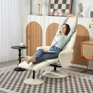 HOMCOM Relaxsessel mit Fußhocker, Elektrischer Massagesessel mit Liegefunktion