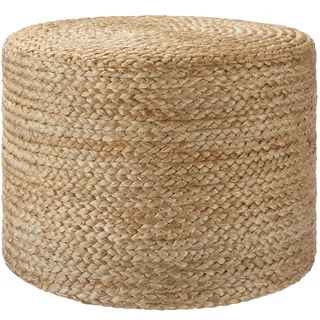 Tectake tectake® Handgefertigter Pouf Banno Cylinder aus Jute rund, Boho-Stil - beige