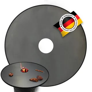Feuerplatte mit Rand 80 cm x 8 mm Stärke – INKL. Grilleinsatz, Grillplatte für Feuertonne & Feuerschale, Massive Stahlplatte Plancha Grillring für BBQ & Teppanyaki - #977