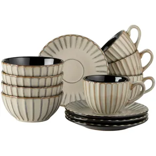 Mäser Frühstücksservice Confino, Hellbraun, Keramik, 12-teilig, Essen & Trinken, Geschirr, Geschirr-Sets, Kaffeeservice
