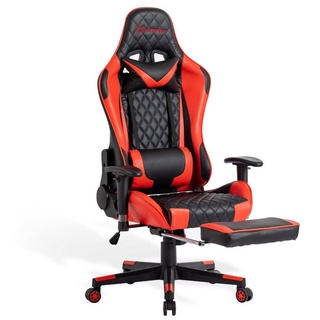 IKIDO Gaming-Stuhl Pedal-Gaming-Stuhl (Professioneller Gamingstuhl), Mit Beinauflage und Fußstütze, Eingebauter Wippmechanismus rot
