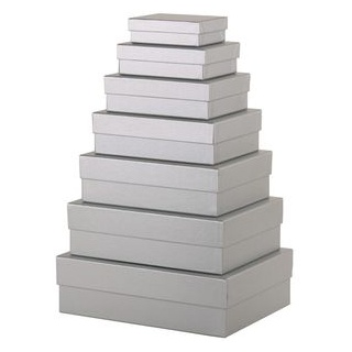 Rössler-Papier Geschenkbox Boxline Metallic silber, 7 verschiedene Größen, Karton, eckig, 7 Stück