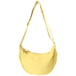 GoPaw Damen Halbmond Crossbody Schultertasche, Hobo Halfmoon Bag, Nylon Crossbody Bag Damen Halbmond Schultertasche mit verstellbarer Schultergurt, Einfarbige(Gelb)