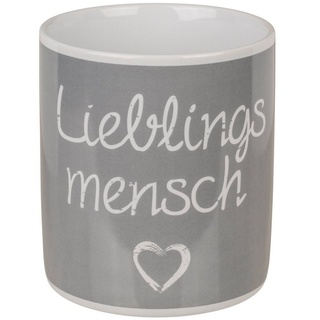 Haus und Deko Geschirr-Set Lieblingsmensch Tasse Jumbo 850 ml Geschenk Kaffeetasse Steingut Beche (1-tlg), 1 Personen, Keramik grau