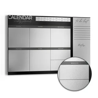 DEQORI Magnettafel 'Wochenplaner Schwarz (EN)', Metall Whiteboard für alle Magnete, Magnetboard magnetisch schwarz 60 cm x 40 cm