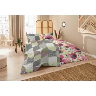 Primera Flanell Bettwäsche-Set Grün 135 x 200 cm + 40 x 80 cm
