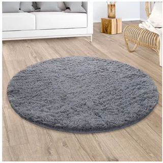 Paco Home Silky 591 Fellteppich Ø 80 cm Grau
