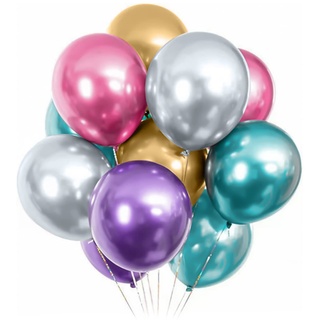 100 Stück Luftballons, Oboteny Luftballons Geburtstag, 12 Zoll(30cm) Helium Ballons, Luftballons Metallic, Fünf Farben 100% Naturlatex, Geburtstagsdeko Hochzeitsdeko Party Deko