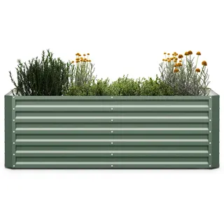 Blumfeldt High Grow Straight Hochbeet 180x60x90cm Stahl-Wellblech einfacher Aufbau rost- und frostsicherGrün