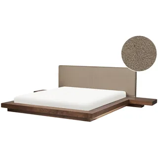 Bett Mit Led Bouclé Zen 180 X 200 Cm Braune Esche
