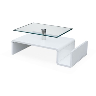 expendio Couchtisch Max, Designertisch aus Hochglanz weiß 110x44x65 cm weiß
