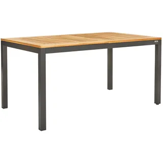 AMBIA GARDEN Gartentisch, Anthrazit, Natur, Holz, Metall, Teakholz, massiv, Hartholz, rechteckig, eckig, 90x74x150-210 cm, Fsc, ausziehbar, Gartenmöbel, Gartentische, Gartentische ausziehbar