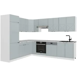 Vicco Winkelküche L-Form 227 cm Hellblau-grau/Weiß