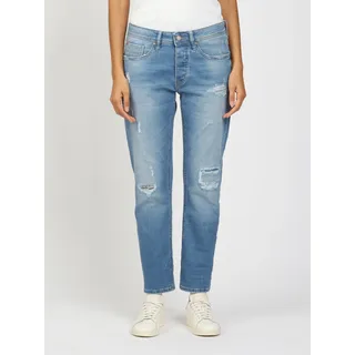 Gang Boyfriend-Jeans "94NICA CROPPED", Damen, Gr. 29, N-Gr, blau (massive destroy), Denim/Jeans, Obermaterial: 90% Baumwolle, 8% Polyester, 2% Elasthan, bequem knöchelfrei, Jeans, mit geraden und verkürzten Beinverlauf