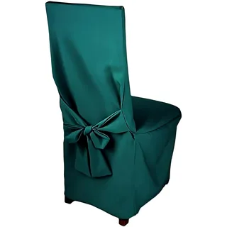 HOME DEKO Stuhlhussen mit Schleife, Universal-Sitzbezüge zum Schonen von Stühlen für Wohnzimmer, Esszimmer oder Küche, Perfekt für Anlässe Aller Art, Dunkelgrün, 4 Stück