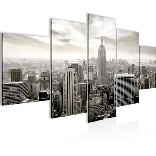 Runa Art Bild Wohnzimmer Büro New York City 5 Teilig Skyline Schwarz Weiss Wandbilder auf Vlies Leinwand 603453c