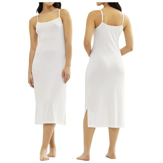 TEXEMP Unterkleid Damen Unterkleid Unterrock Nachtkleid Mini Spaghettiträger Unterwäsche (1-tlg) Bambus Viskose weiß S/M