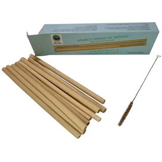 Provance Trinkhalme 10er Set Bambus Strohhalme mit Reinigungsbürste, (Set)