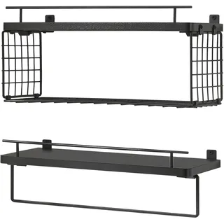 [en.casa] Wandregal Vik 2er Set Schwarz