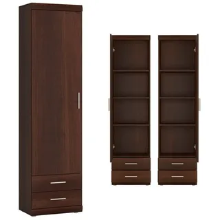 Lomadox Mehrzweckschrank IMPERIA-129 Wohnzimmer schmal 50 cm Nussbaum Schrank Stauraumschrank Esszimmer braun