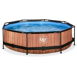 EXIT Wood Pool ø300x76cm mit Filterpumpe - braun